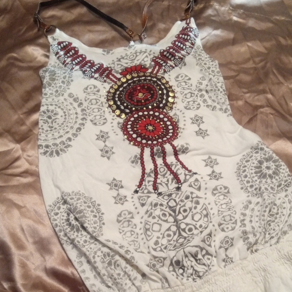 Double Zero Cream Embellished Sleeveless Camisole